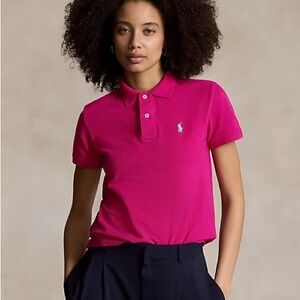 Ralph Lauren Classic Fit Mesh Polo Shirt in Sky Pink Size Small